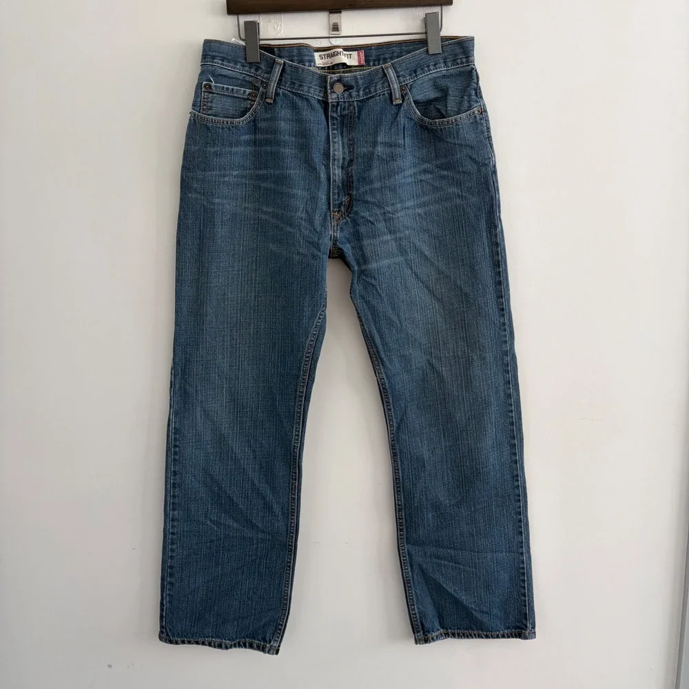 Levis 505 Regular Straight Fit Jeans Blue Denim Mens 36x32